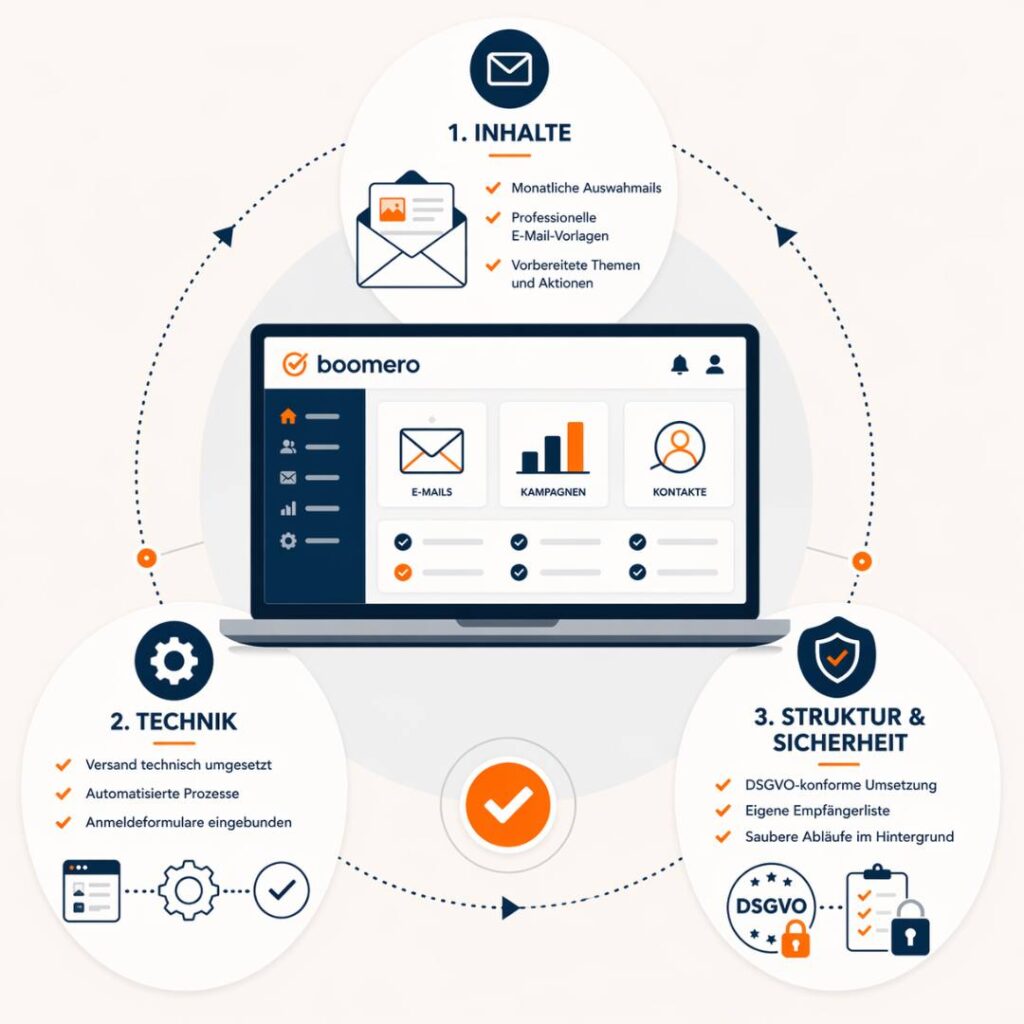 E-Mail-Marketing System von Boomero mit Inhalten, Technik und DSGVO-konformer Umsetzung
